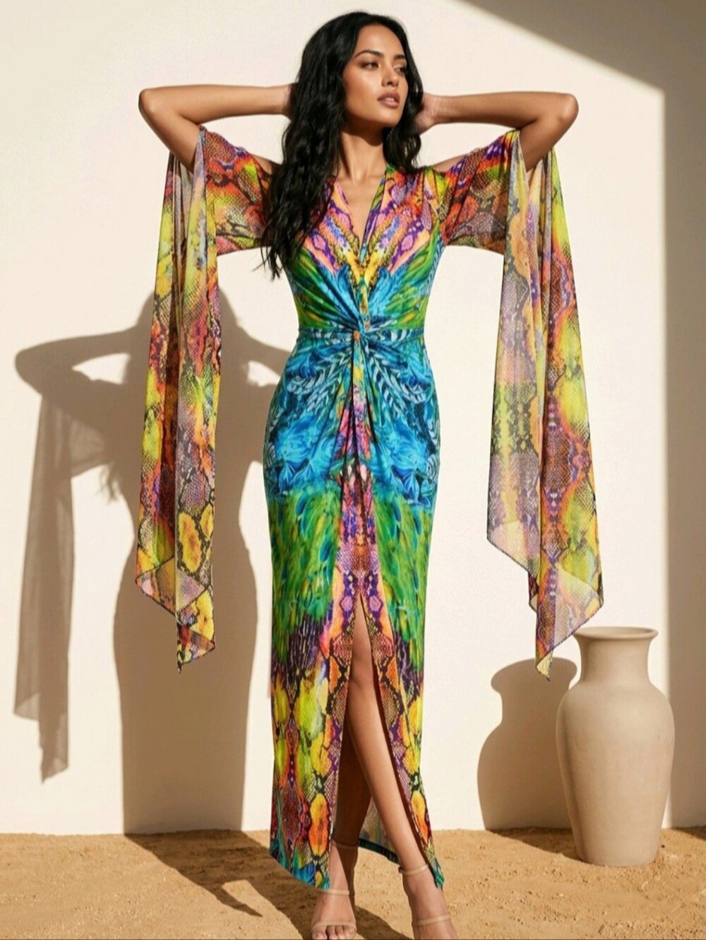 🔥🐍🌈 VENUS BURNING MAN Festival Tropical Maxi Dress Size M/L